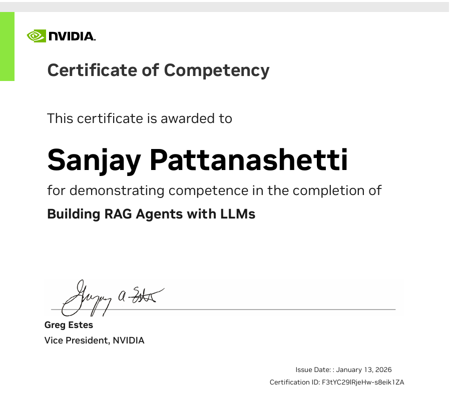 NVIDIA RAG Certificate